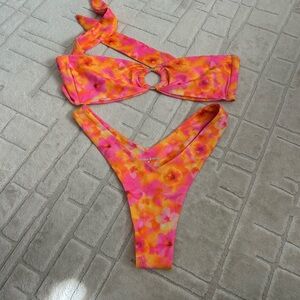 Kulani Kinis Floral Pink and Orange Bikini